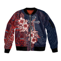 Samoa AIGA Mamanu Siapo Malu Motifs Sleeve Zip Bomber Jacket Flag Color
