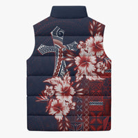 Samoa AIGA Mamanu Siapo Malu Motifs Sleeveless Puffer Jacket Flag Color