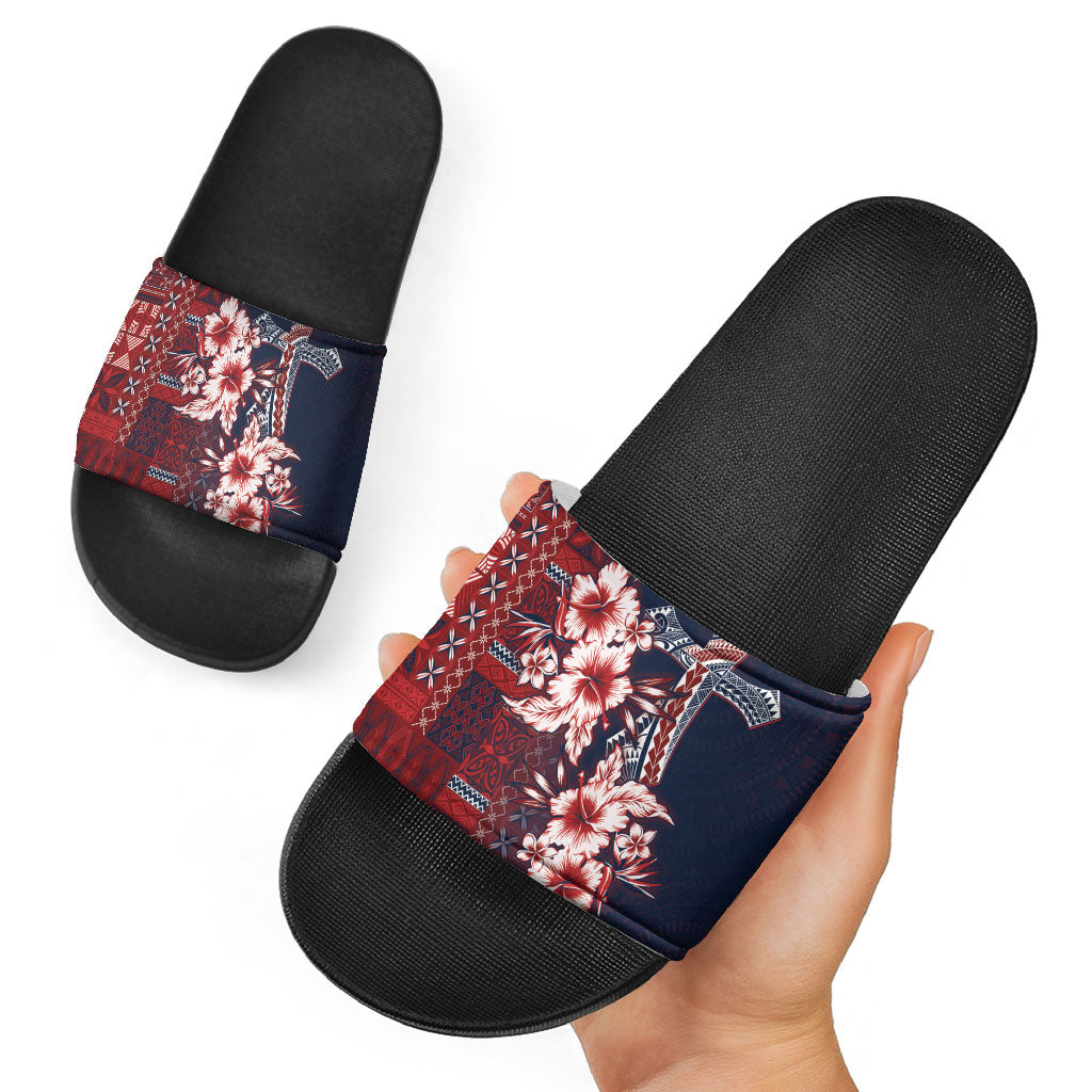 Samoa AIGA Mamanu Siapo Malu Motifs Slide Sandals Flag Color