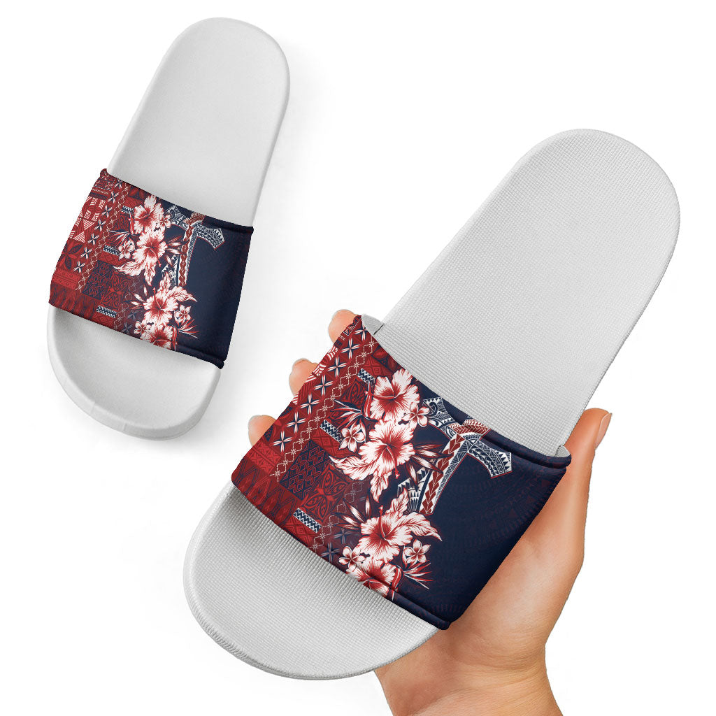 Samoa AIGA Mamanu Siapo Malu Motifs Slide Sandals Flag Color