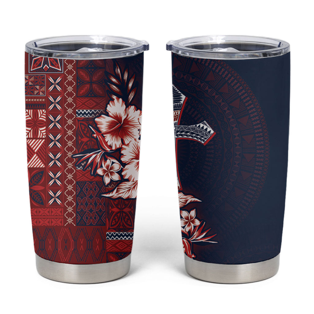 Samoa AIGA Mamanu Siapo Malu Motifs Tumbler Cup Flag Color LT7 Navy Blue - Polynesian Pride