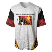 Personalized Papua New Guinea Baseball Jersey Hapi De bilong Indipendens PNG LT7 White - Polynesian Pride