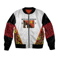 Personalized Papua New Guinea Bomber Jacket Hapi De bilong Indipendens PNG LT7 Unisex White - Polynesian Pride