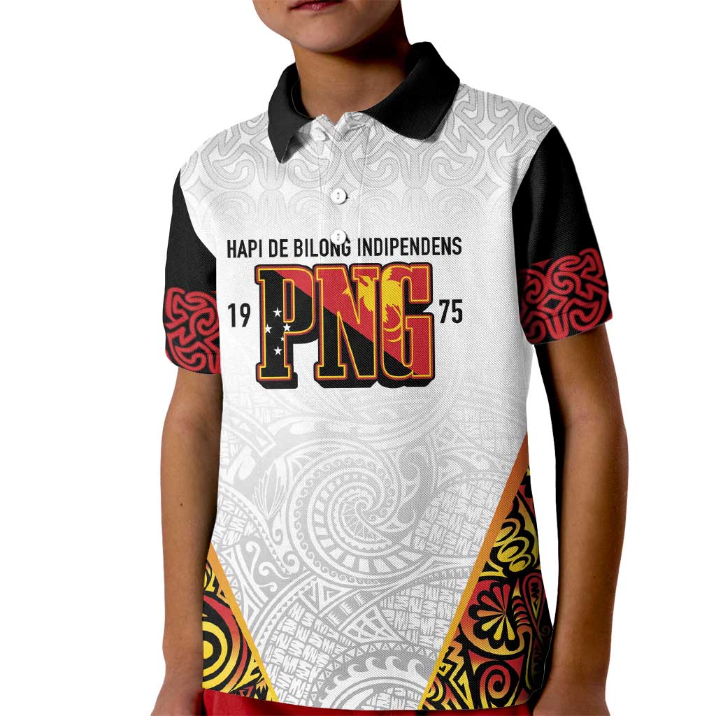 Personalized Papua New Guinea Kid Polo Shirt Hapi De bilong Indipendens PNG LT7 Kid White - Polynesian Pride