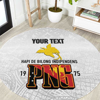 Personalized Papua New Guinea Round Carpet Hapi De bilong Indipendens PNG LT7 White - Polynesian Pride