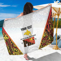 Personalized Papua New Guinea Sarong Hapi De bilong Indipendens PNG LT7 One Size 44 x 66 inches White - Polynesian Pride