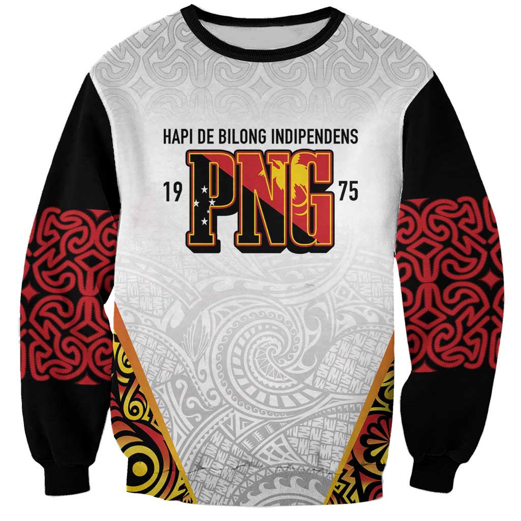 Personalized Papua New Guinea Sweatshirt Hapi De bilong Indipendens PNG LT7 Unisex White - Polynesian Pride