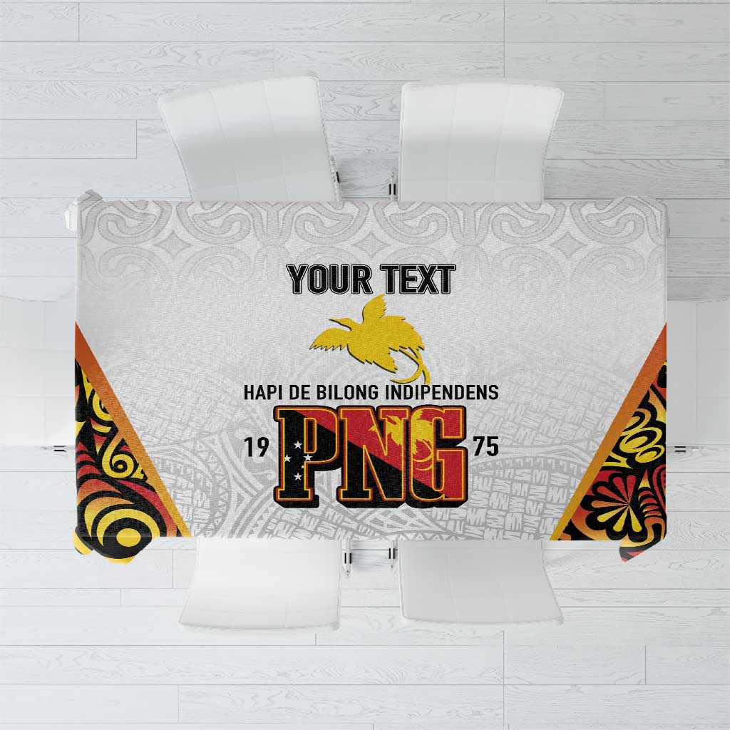 Personalized Papua New Guinea Tablecloth Hapi De bilong Indipendens PNG LT7 White - Polynesian Pride
