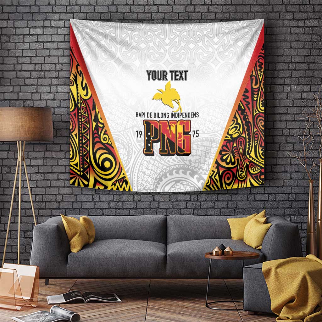 Personalized Papua New Guinea Tapestry Hapi De bilong Indipendens PNG LT7 White - Polynesian Pride