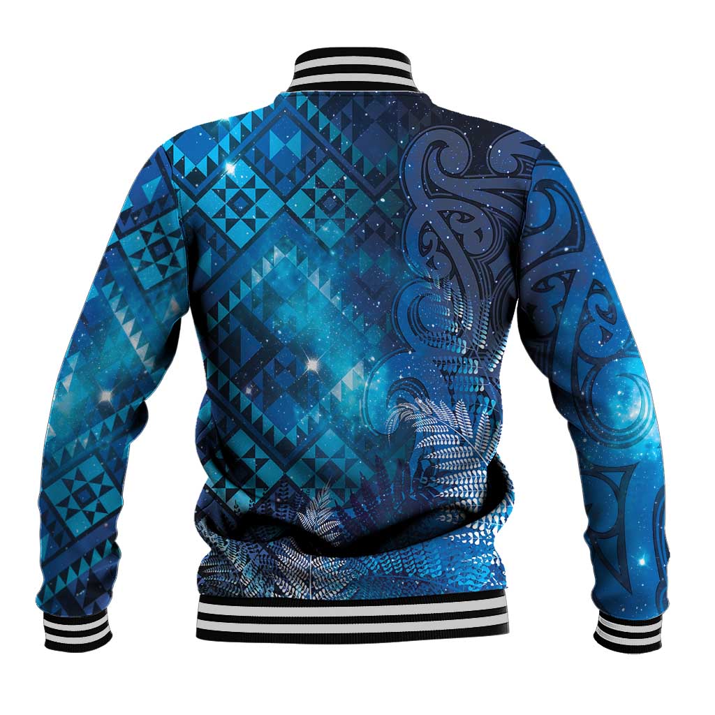 Aotearoa Taniko Matariki Baseball Jacket Cosmic Blue LT7 - Polynesian Pride