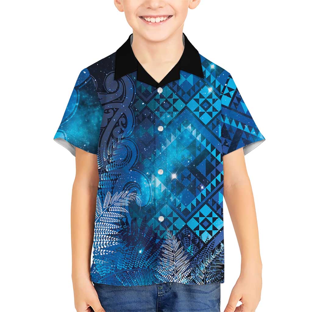 Aotearoa Taniko Matariki Kid Hawaiian Shirt Cosmic Blue LT7 Kid Blue - Polynesian Pride