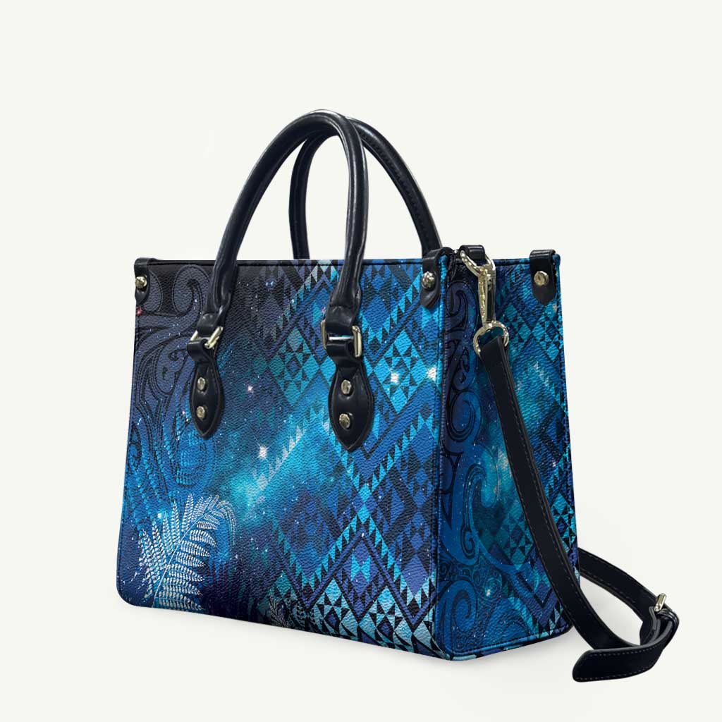 Aotearoa Taniko Matariki Leather Bag Cosmic Blue LT7 Blue - Polynesian Pride