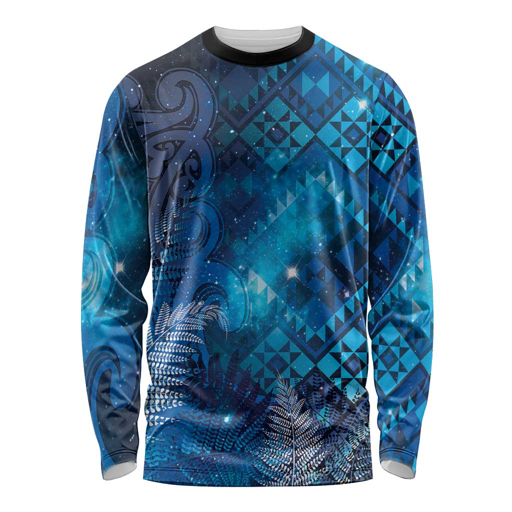 Aotearoa Taniko Matariki Long Sleeve Shirt Cosmic Blue LT7 Unisex Blue - Polynesian Pride