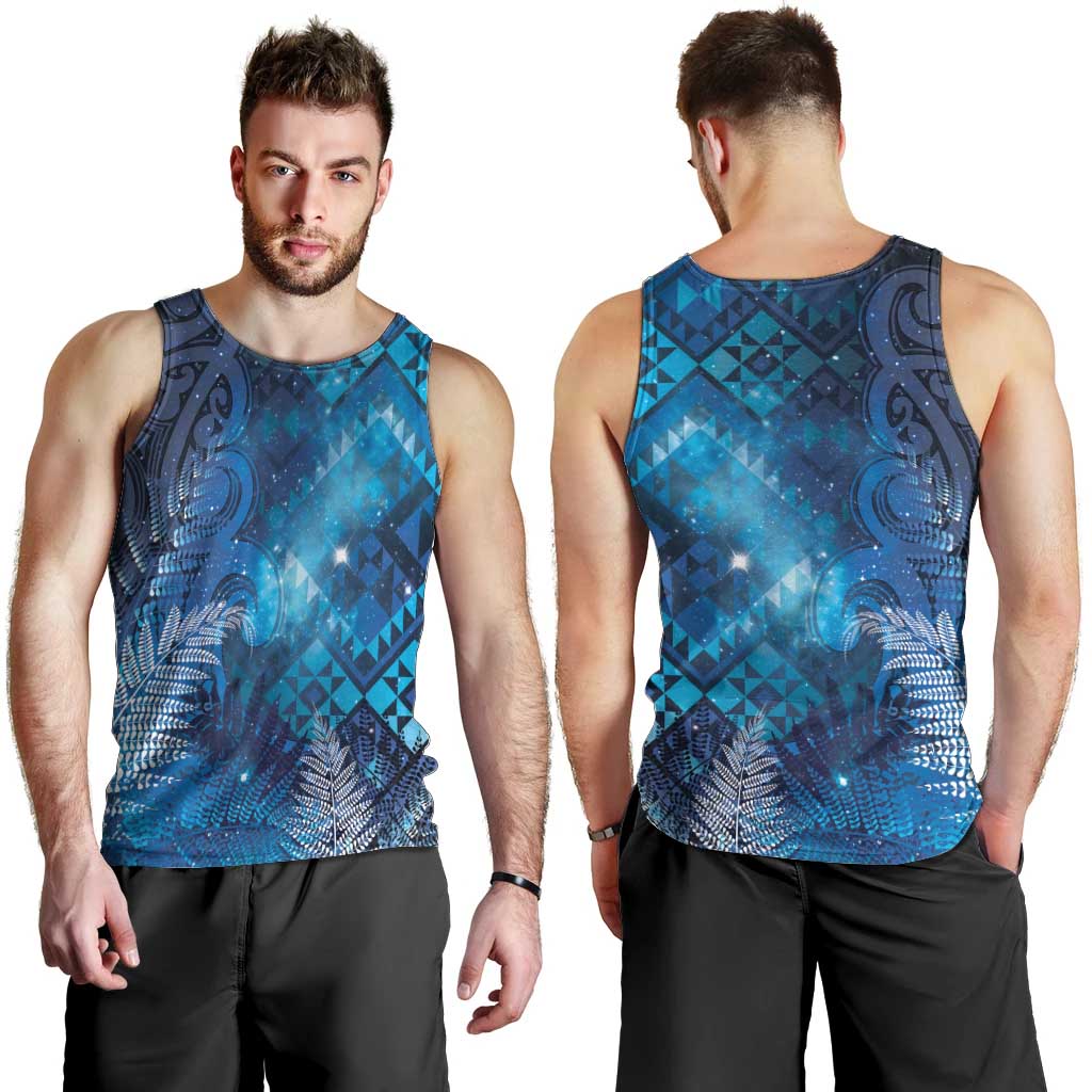 Aotearoa Taniko Matariki Men Tank Top Cosmic Blue LT7 - Polynesian Pride