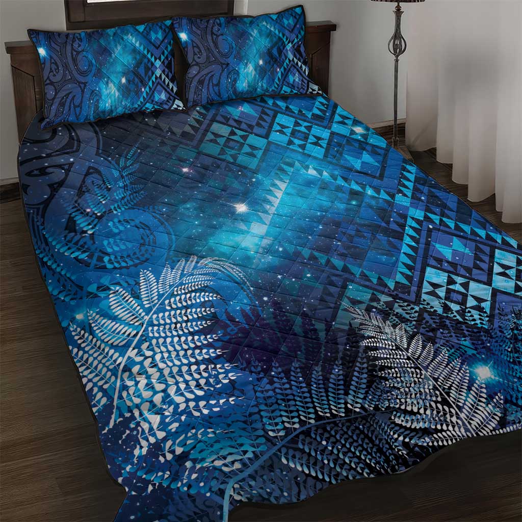 Aotearoa Taniko Matariki Quilt Bed Set Cosmic Blue LT7 Blue - Polynesian Pride