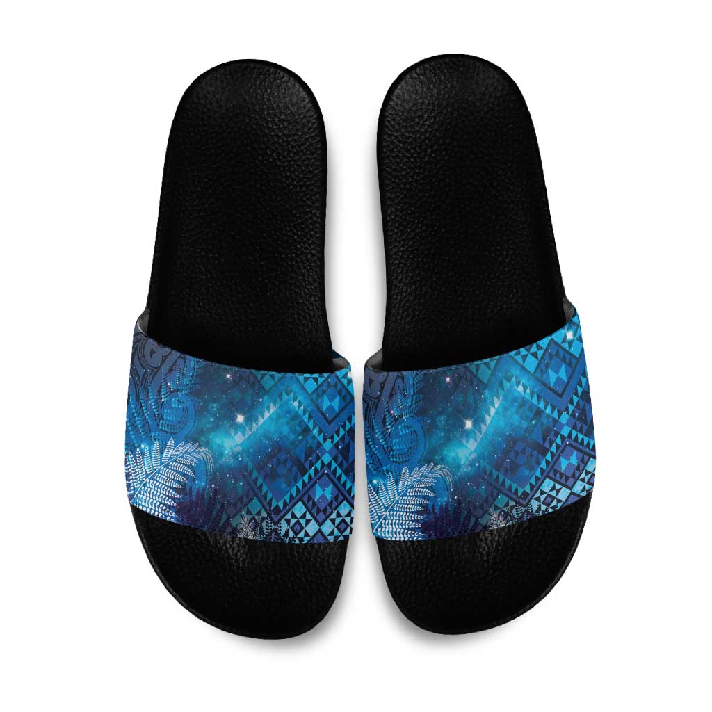 Aotearoa Taniko Matariki Slide Sandals Cosmic Blue LT7 Blue - Polynesian Pride