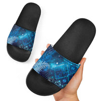 Aotearoa Taniko Matariki Slide Sandals Cosmic Blue LT7 - Polynesian Pride