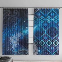 Aotearoa Taniko Matariki Window Curtain Cosmic Blue LT7 With Hooks Blue - Polynesian Pride