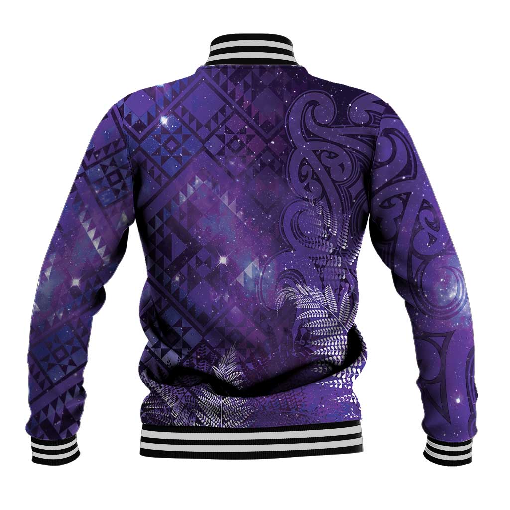 Aotearoa Taniko Matariki Baseball Jacket Cosmic Violet LT7 - Polynesian Pride