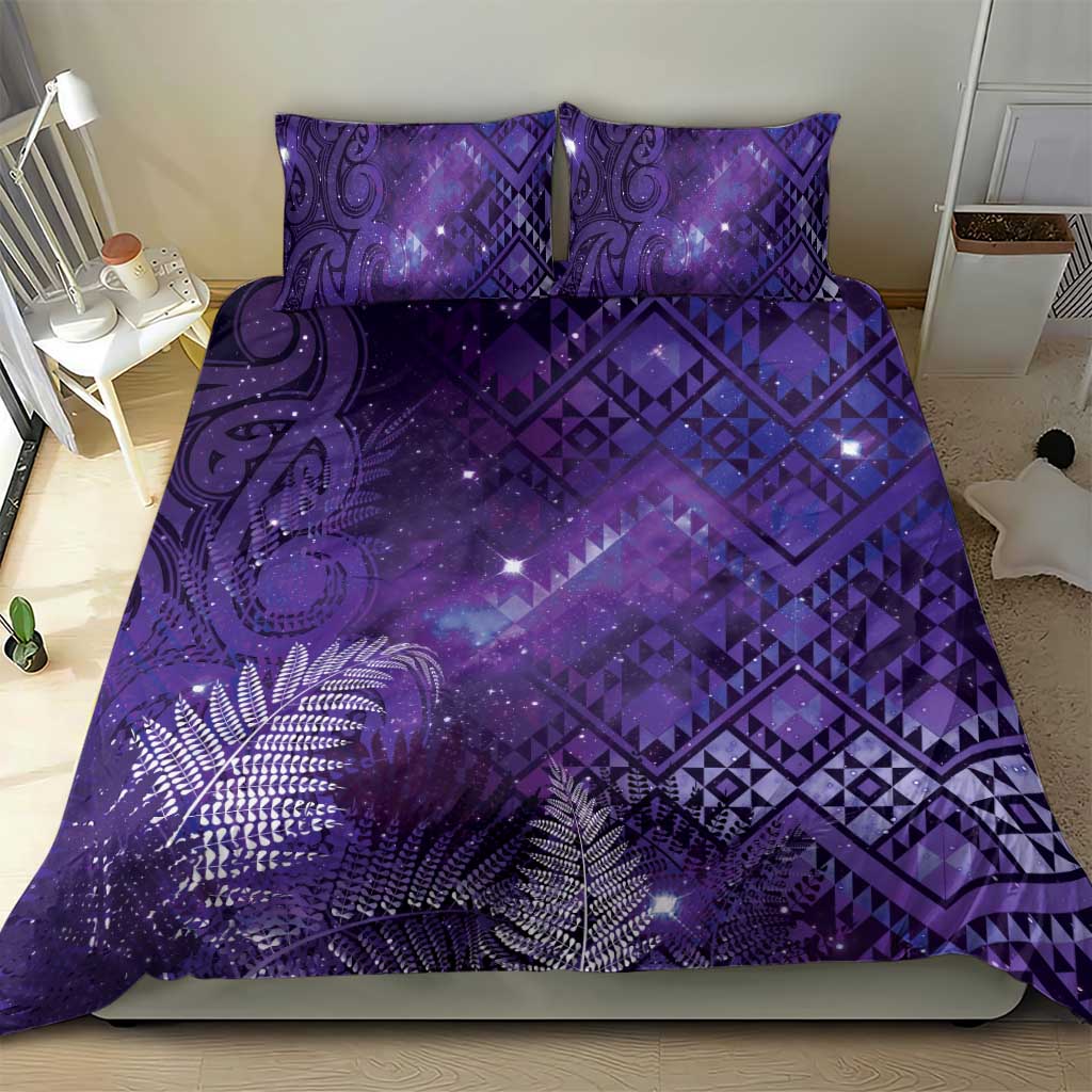 Aotearoa Taniko Matariki Bedding Set Cosmic Violet LT7 - Polynesian Pride