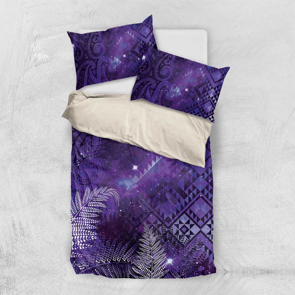 Aotearoa Taniko Matariki Bedding Set Cosmic Violet LT7 US Twin 172cm x 218cm Purple - Polynesian Pride