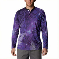 Aotearoa Taniko Matariki Button Sweatshirt Cosmic Violet LT7 - Polynesian Pride