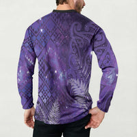Aotearoa Taniko Matariki Button Sweatshirt Cosmic Violet LT7 - Polynesian Pride