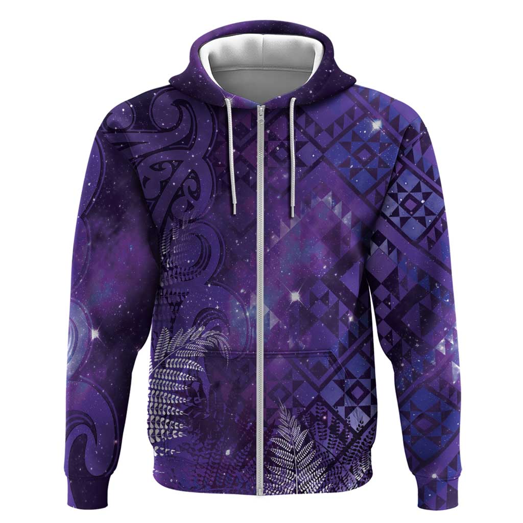 Aotearoa Taniko Matariki Hoodie Cosmic Violet LT7 Zip Hoodie Purple - Polynesian Pride