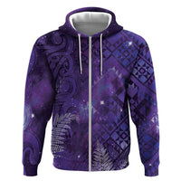 Aotearoa Taniko Matariki Hoodie Cosmic Violet LT7 Zip Hoodie Purple - Polynesian Pride
