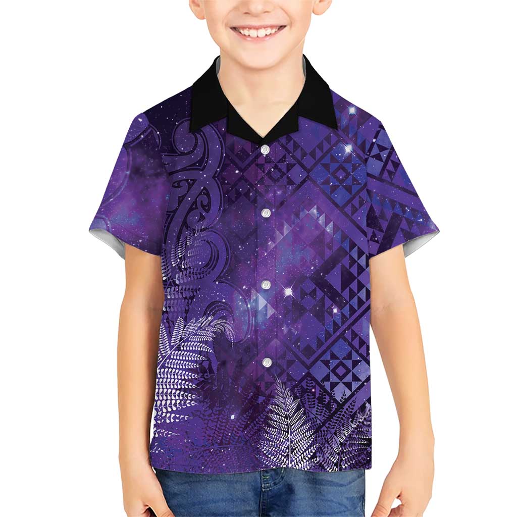 Aotearoa Taniko Matariki Kid Hawaiian Shirt Cosmic Violet LT7 Kid Purple - Polynesian Pride