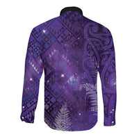 Aotearoa Taniko Matariki Long Sleeve Button Shirt Cosmic Violet LT7 - Polynesian Pride