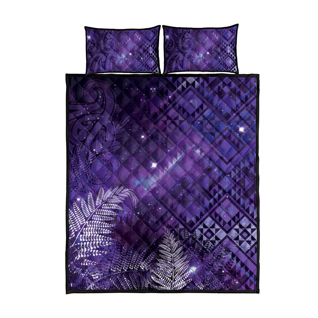 Aotearoa Taniko Matariki Quilt Bed Set Cosmic Violet LT7 - Polynesian Pride