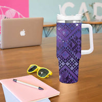 Aotearoa Taniko Matariki Tumbler With Handle Cosmic Violet LT7 - Polynesian Pride