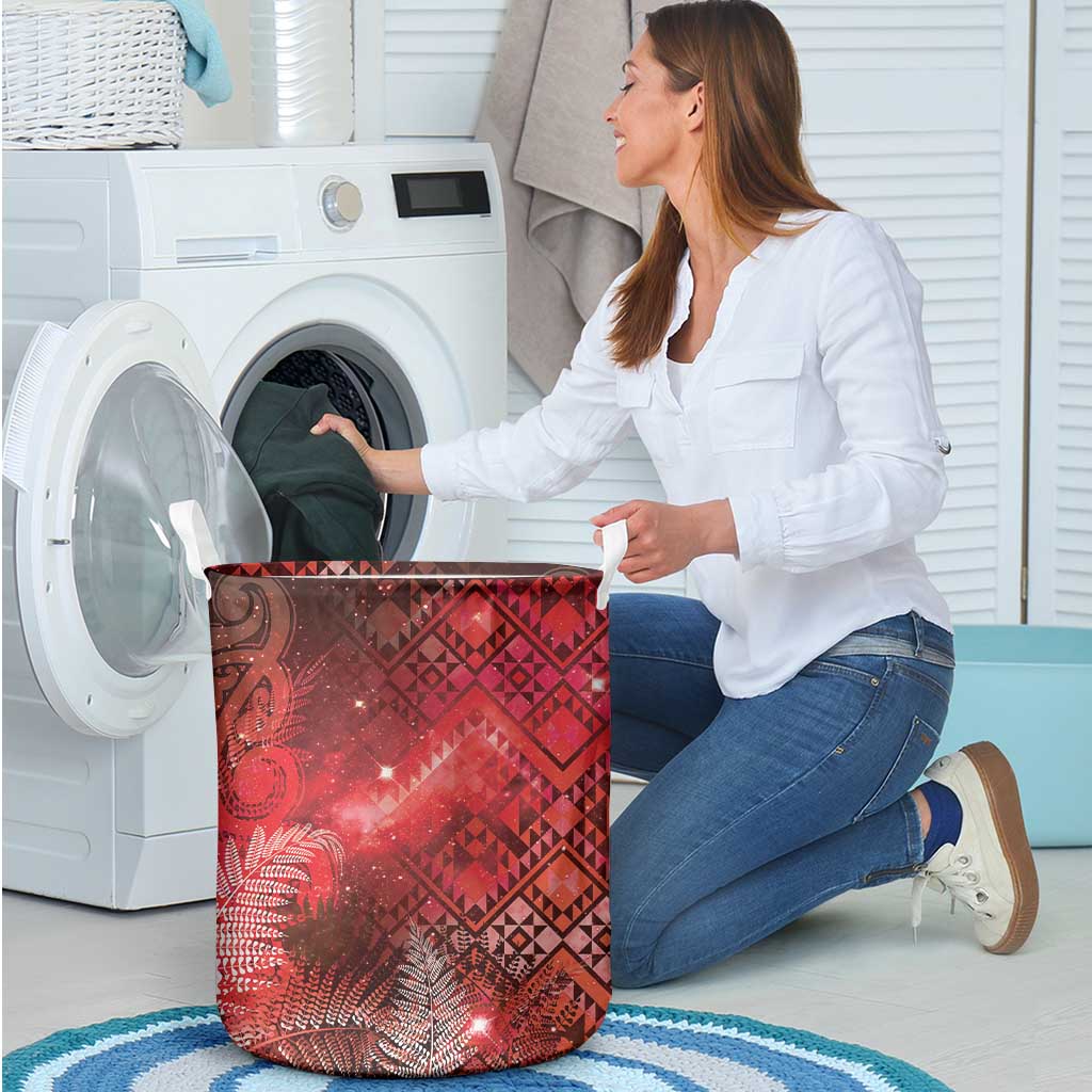Aotearoa Taniko Matariki Laundry Basket Cosmic Red LT7 - Polynesian Pride