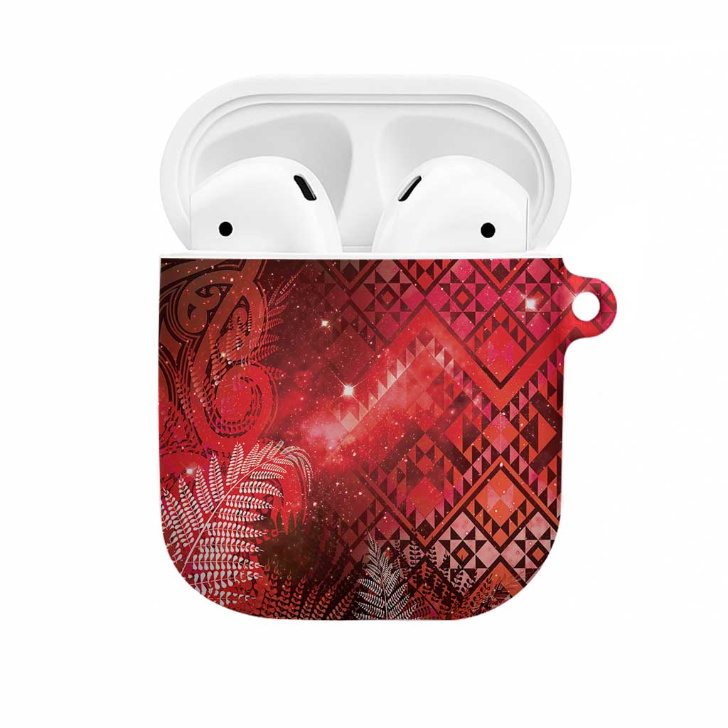Aotearoa Taniko Matariki AirPods Case Cosmic Red LT7 Red - Polynesian Pride