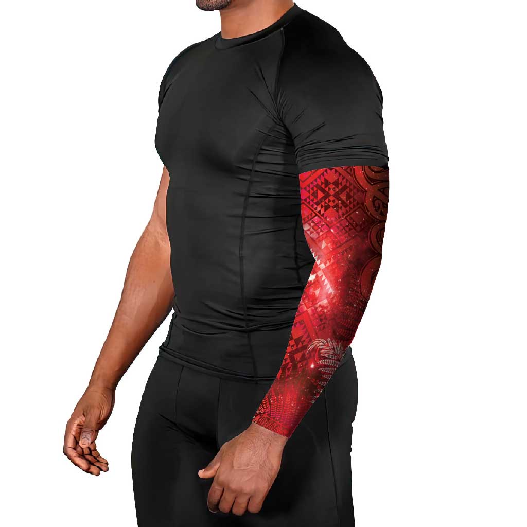 Aotearoa Taniko Matariki Arm Sleeves Cosmic Red LT7 - Polynesian Pride
