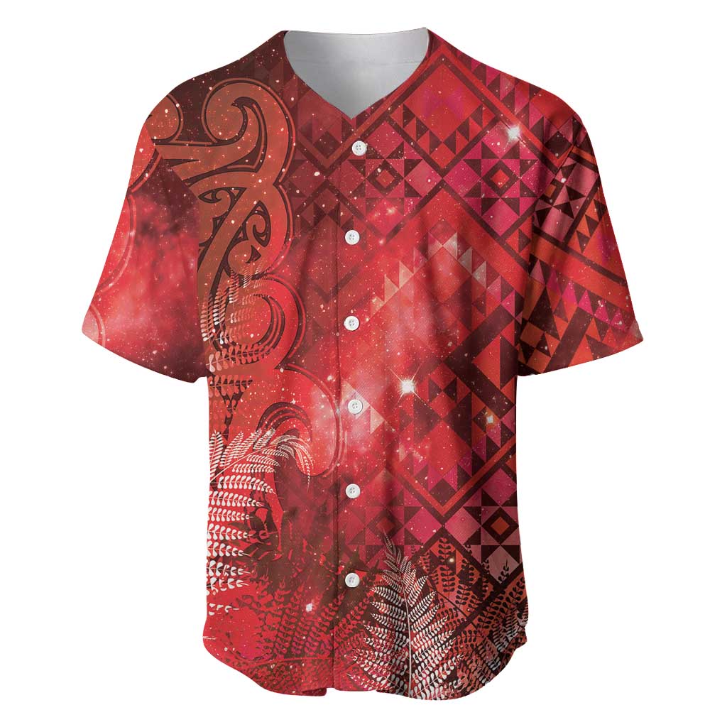 Aotearoa Taniko Matariki Baseball Jersey Cosmic Red LT7 Red - Polynesian Pride