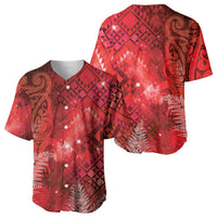 Aotearoa Taniko Matariki Baseball Jersey Cosmic Red LT7 - Polynesian Pride