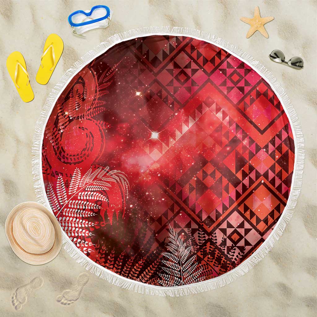 Aotearoa Taniko Matariki Beach Blanket Cosmic Red LT7 One Size 150cm Red - Polynesian Pride