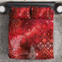 Aotearoa Taniko Matariki Bedding Set Cosmic Red LT7 Red - Polynesian Pride