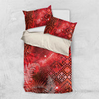 Aotearoa Taniko Matariki Bedding Set Cosmic Red LT7 US Twin 172cm x 218cm Red - Polynesian Pride