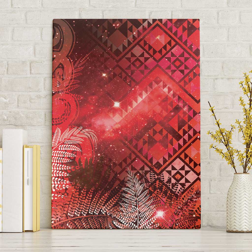 Aotearoa Taniko Matariki Canvas Wall Art Cosmic Red LT7 Without Frame Red - Polynesian Pride