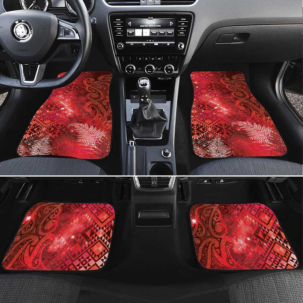 Aotearoa Taniko Matariki Car Mats Cosmic Red LT7 Set 4pcs Red - Polynesian Pride