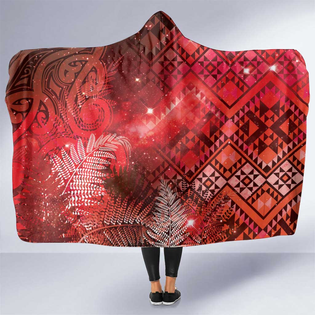 Aotearoa Taniko Matariki Hooded Blanket Cosmic Red LT7 One Size Red - Polynesian Pride
