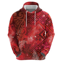 Aotearoa Taniko Matariki Hoodie Cosmic Red LT7 - Polynesian Pride