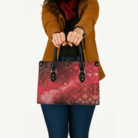 Aotearoa Taniko Matariki Leather Bag Cosmic Red LT7 - Polynesian Pride