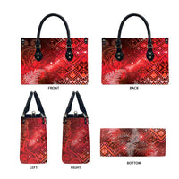 Aotearoa Taniko Matariki Leather Bag Cosmic Red LT7 - Polynesian Pride