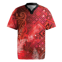 Aotearoa Taniko Matariki Rugby Jersey Cosmic Red LT7 Red - Polynesian Pride