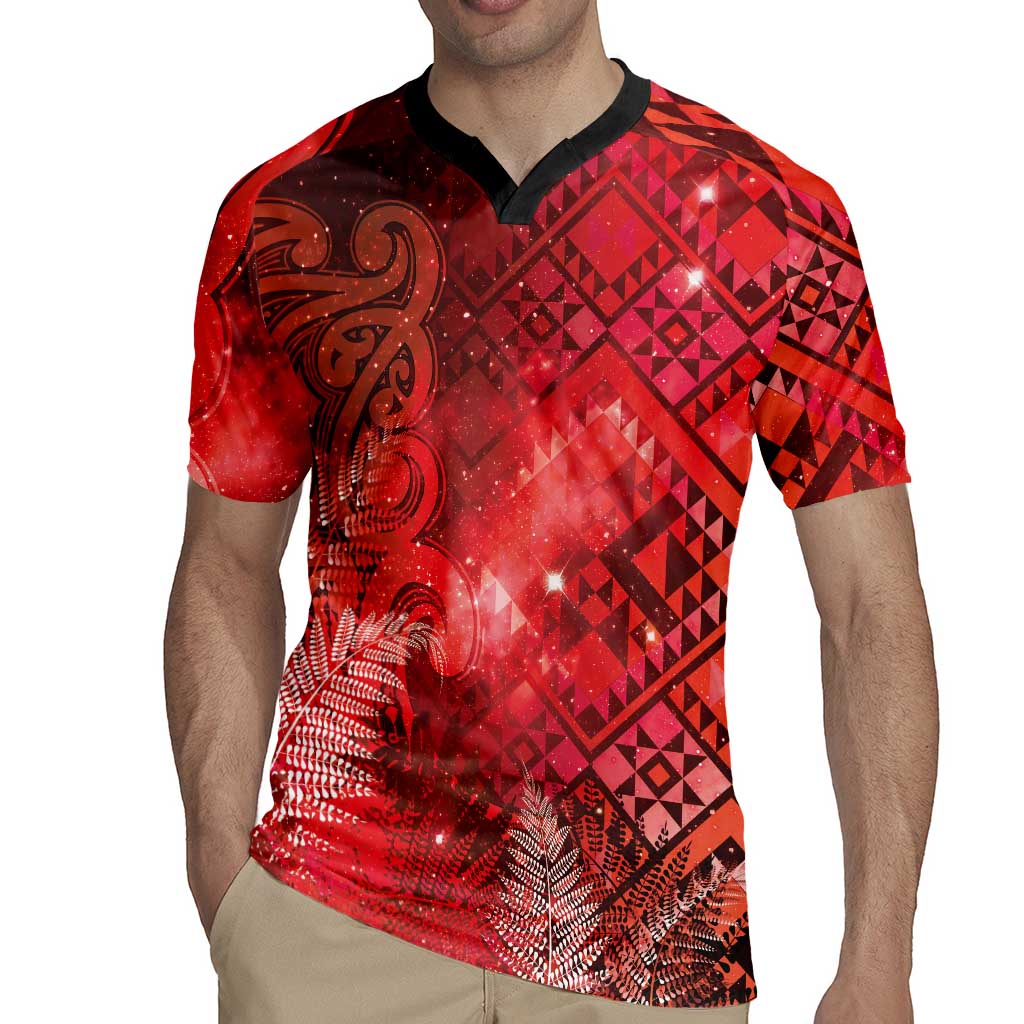 Aotearoa Taniko Matariki Rugby Jersey Cosmic Red LT7 - Polynesian Pride
