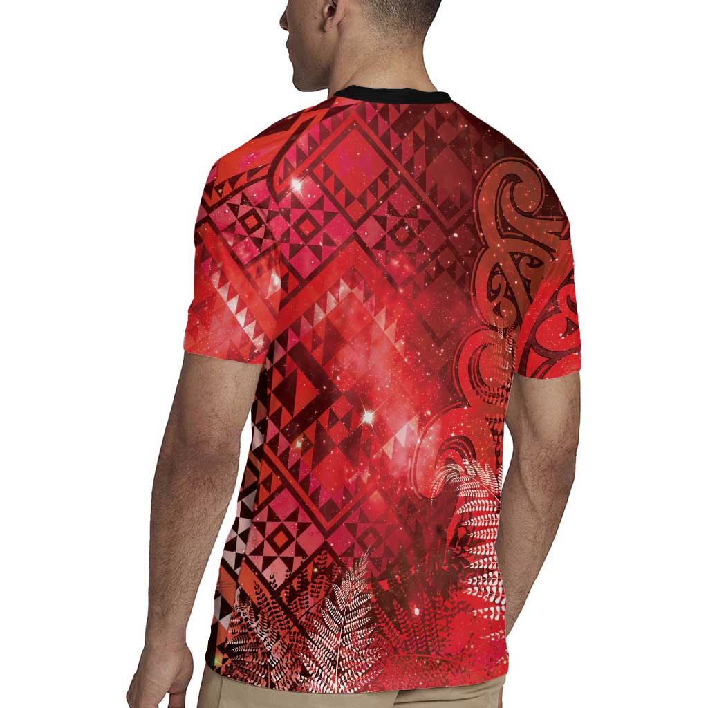 Aotearoa Taniko Matariki Rugby Jersey Cosmic Red LT7 - Polynesian Pride